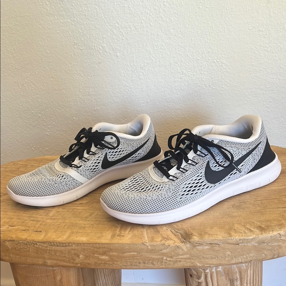 Nike Free RN Lightweight Running Shoes - White & Black